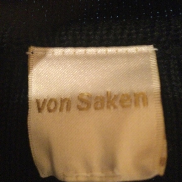 Black Knit Sweater With Bling Buttons and Silver Tips on collar by Von Saken - Picture 2 of 11